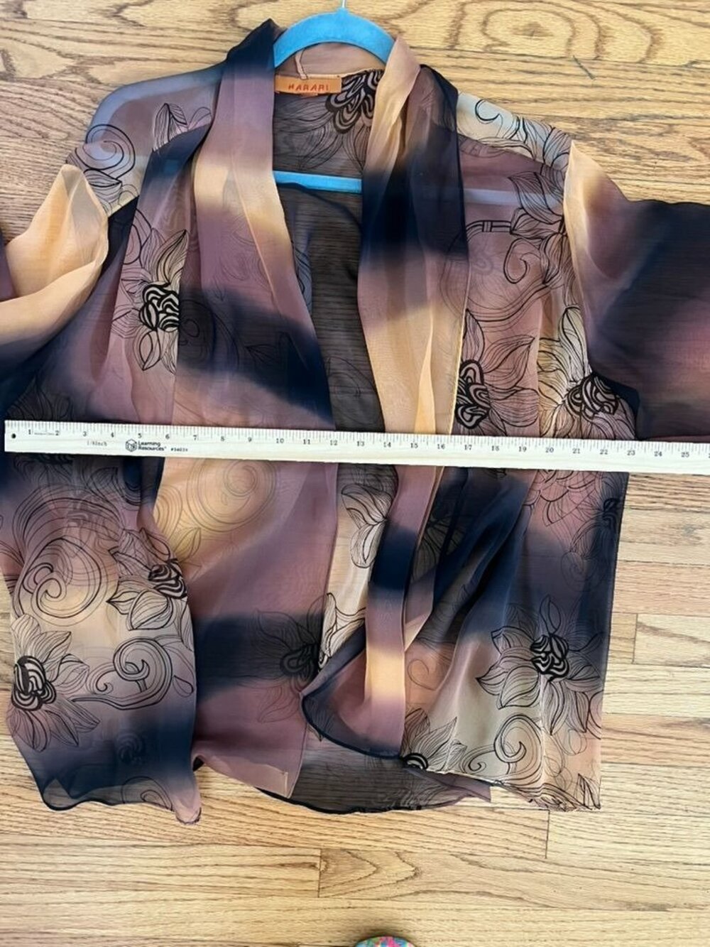 Harari Silk Chiffon Sheer Kimono Duster Dark Romantic Dark Witchy Ombre Jacket - Picture 5 of 6